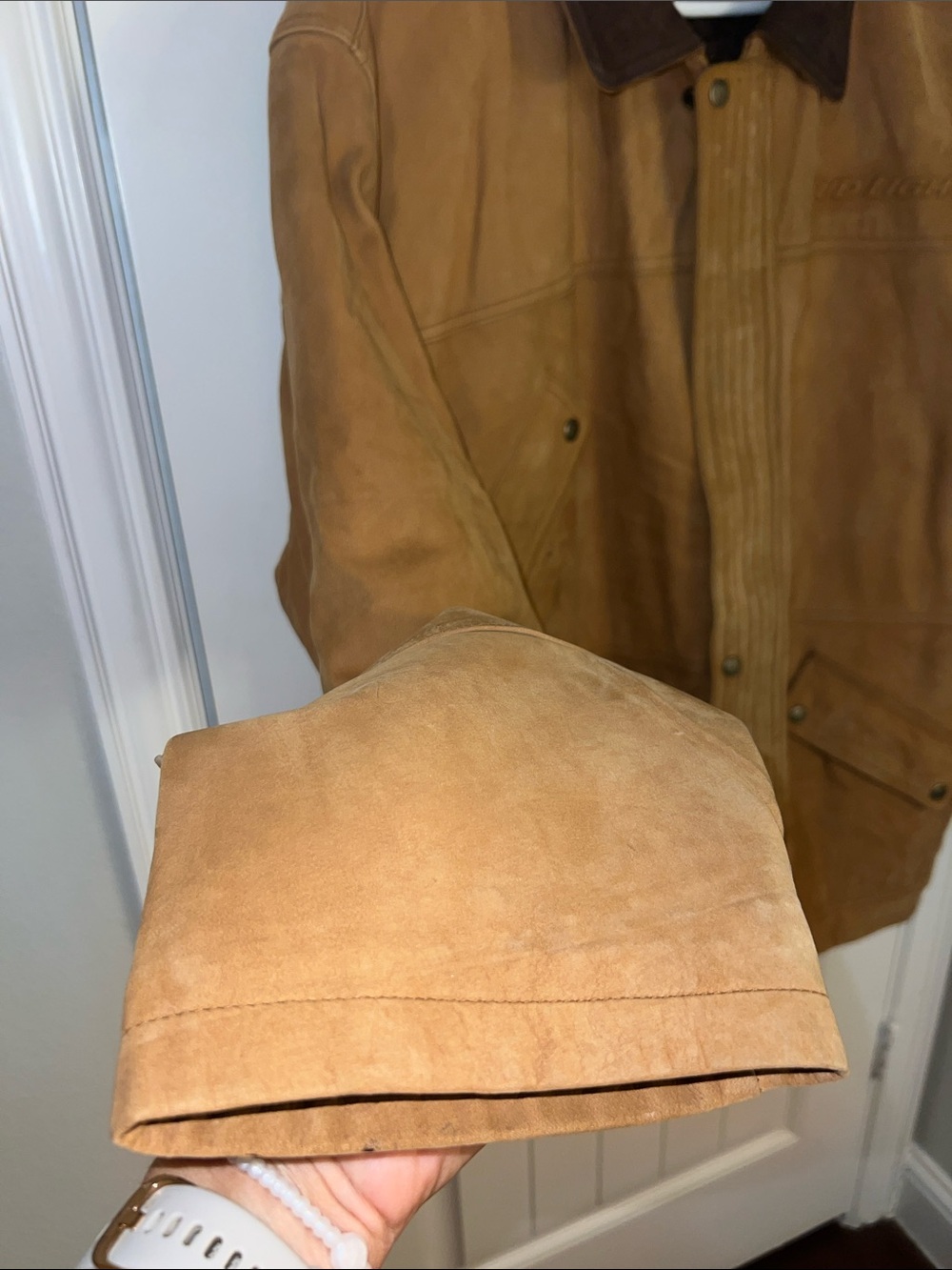 EUC! Vintage 1990s Bud Light Tan Leather Work Jacket by Excelled - Size 2X - Picture 3 of 15